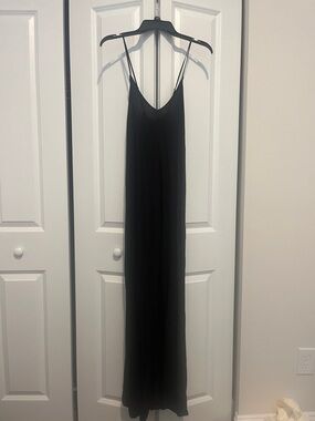 Classic Black Slip Maxi Dress with Thin Straps